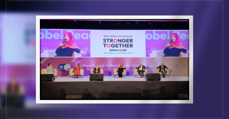 Tawakkol Karman participates in 18th world summit of Nobel laureates in South Korea